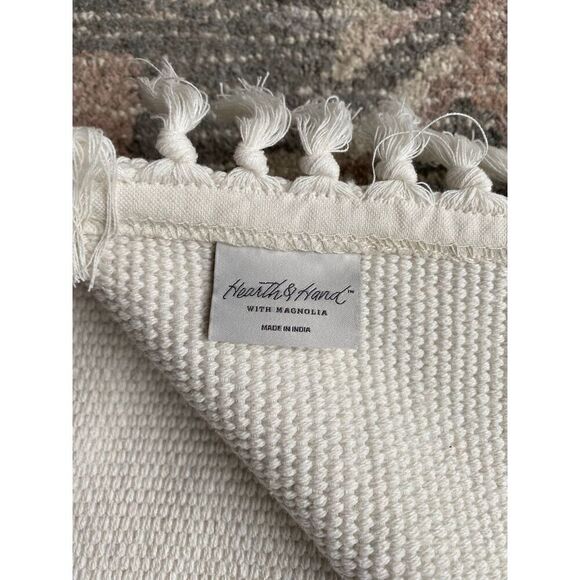 Hearth & Hand Magnolia Ivory Textured Fringed Ends Table Runner - Picture 3 of 7